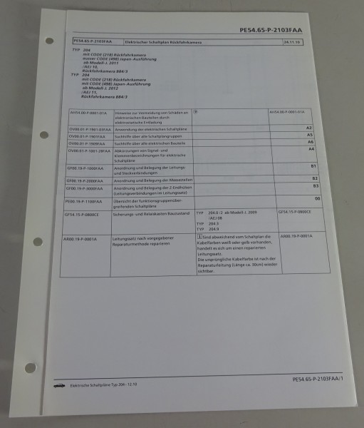 Schaltplan Mercedes-Benz W204 Rückfahrkamera CODE (498) (218) | Typ 204 12/2010