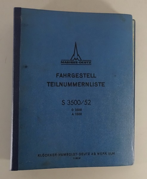 Teilekatalog / Ersatzteilliste Magirus-Deutz S/O/A 3500 S/A 4500 Stand 01/1953