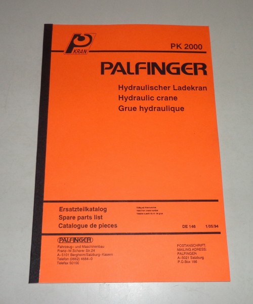 Teilekatalog / Spare Parts List Palfinger Krane PK 2000 Stand 05/1994