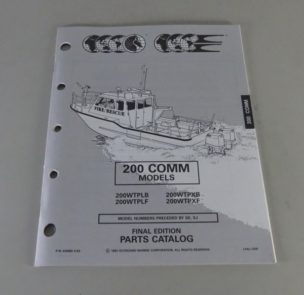 Teilekatalog Johnson Evinrude Außenborder / Outboards 200 Comm Models Stand 1993