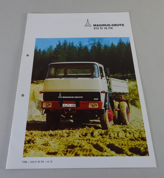 Prospekt Magirus-Deutz LKW 310 D 16 FK Frontlenker Pritsche Stand 08/1975