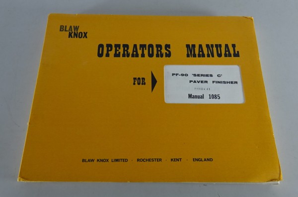 Owner´s Manual / Handbook Blaw Knox PF-90 Serie C Paver Finisher Stand ca. 1969