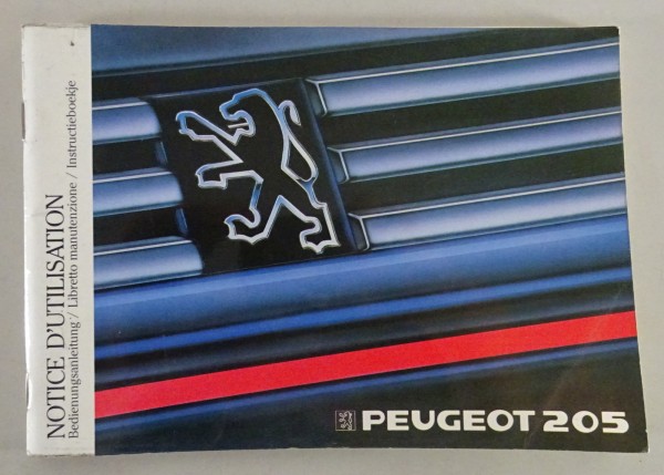 Betriebsanleitung / Handbuch Peugeot 205 Stand 1987