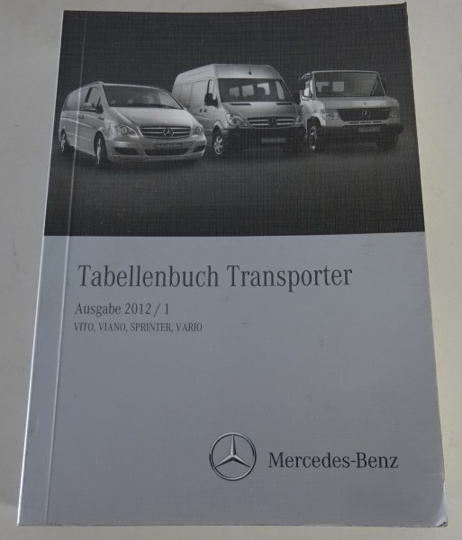 Tabellenbuch Mercedes Benz Vito, Viano, Sprinter und Vario Ausgabe 2012/1