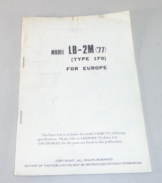 Teilekatalog / Spare Parts list Yamaha LB 2M Type 1F0 ab Baujahr 1977 Nachtrag