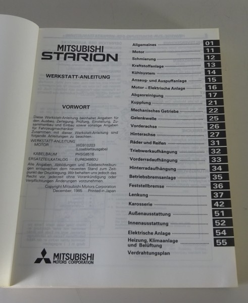 Werkstatthandbuch Grundhandbuch Mitsubishi Starion 2000 Turbo 180 PS Stand 1987