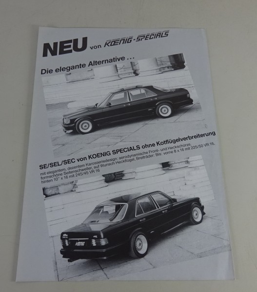 Prospektblatt Koenig Tuning Mercedes-Benz W126 / C126 SE, SEL, SEC 80er Jahre