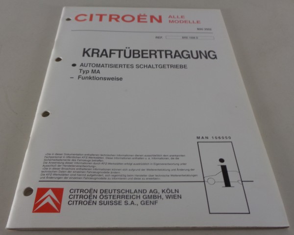 Werkstatthandbuch Citroen Kraftübertragung Automatisiertes Schaltgetriebe Typ MA