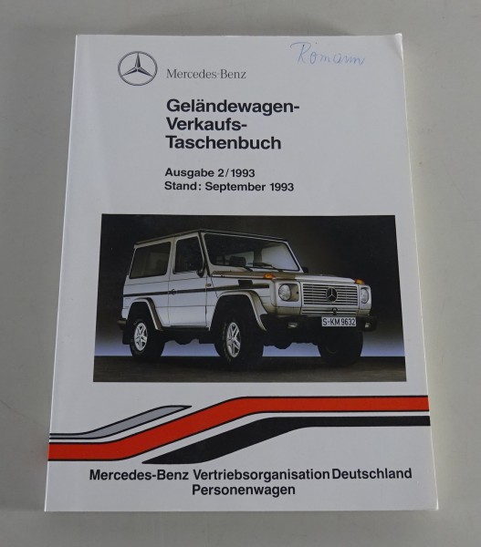 Verkaufstaschenbuch Mercedes G-Klasse / G-Modell W 463 / W 461 Stand 09/1993
