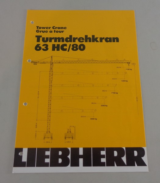 Datenblatt / Technische Beschreibung Liebherr Turmdrehkran 63 HC / 80 von 1983