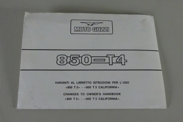 Owner's Manual Supplement / Istruzioni operative aggiuntive Moto Guzzi 800 T4