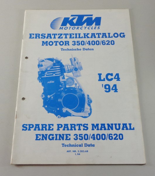 Teilekatalog Motor KTM 350 / 400 / 620 LC4 Modelljahr 1994 Stand 1/1994
