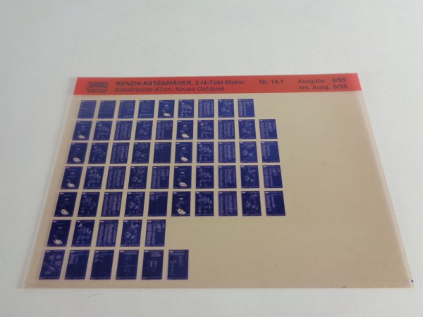 Microfich Teilekatalog Sabo Benzin-Rasenmäher 2-/4-Takt-Motor von 06/1999