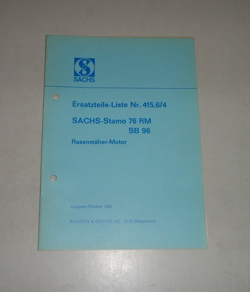 Teilekatalog / Ersatzteilliste Sachs-Stamo Standmotor 76 RM / SB 96 St. 10/1968