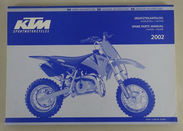 Teilekatalog KTM Fahrgestell + Motor 50 Mini Adventure / etc. Modelljahr 2002