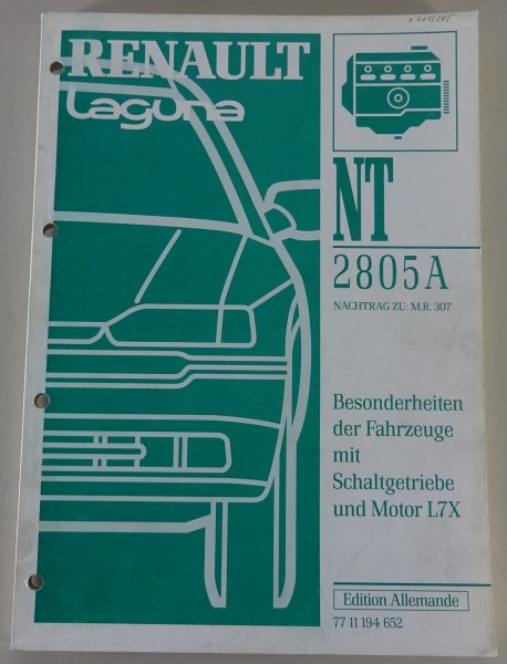 Werkstatthandbuch Renault Laguna Besonderheiten Schaltgetriebe + Motor L7X 1997