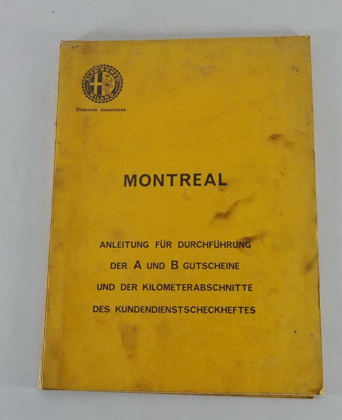 Anleitung Kundendienstscheckheft Alfa Romeo Montreal von 12/1971