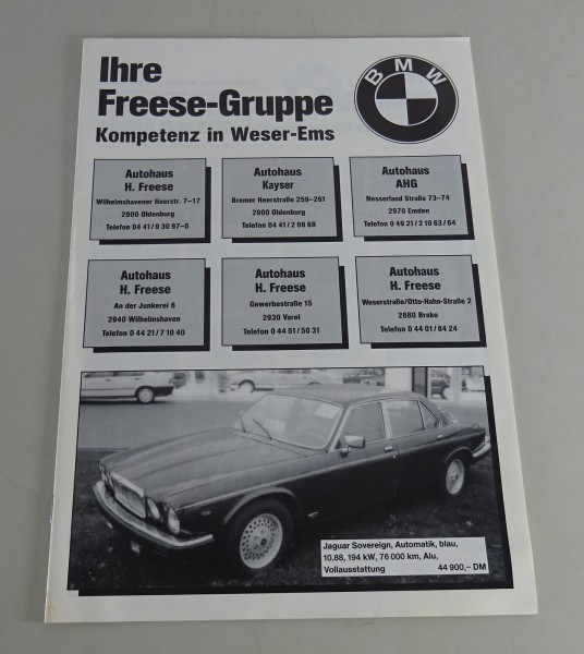 Prospekt / Broschüre BMW Gebrauchtwagen - Prospekt Stand ca. 1990