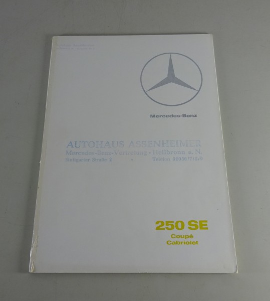 Prospekt Mercedes-Benz 220 SE Coupé / Cabriolet Typ W111 Stand 12/1965