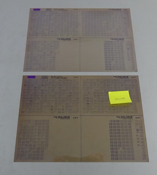 Microfich Teilekatalog / Ersatzteilliste Toyota Land Cruiser BJ, HJ, FJ 08/1986