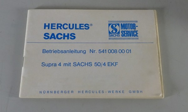 Betriebsanleitung / Handbuch Hercules Supra 4 mit Sachs 50/4 EKF ab Baujahr 1978