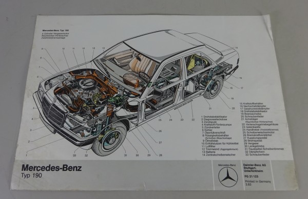 Schnittbild / Schnittzeichnung Mercedes-Benz W201 190 Stand 03/1983