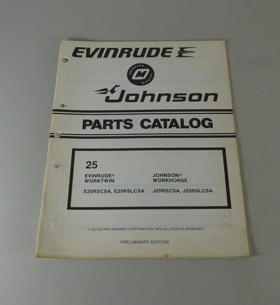 Teilekatalog OMC Evinrude Johnson Outboards 25 PS Models von 1979