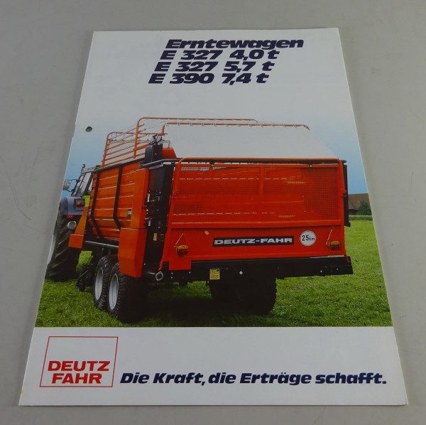 Prospekt / Faltprospekt Deutz-Fahr Erntewagen E 327 / 4,0 t etc. Stand 08/1980