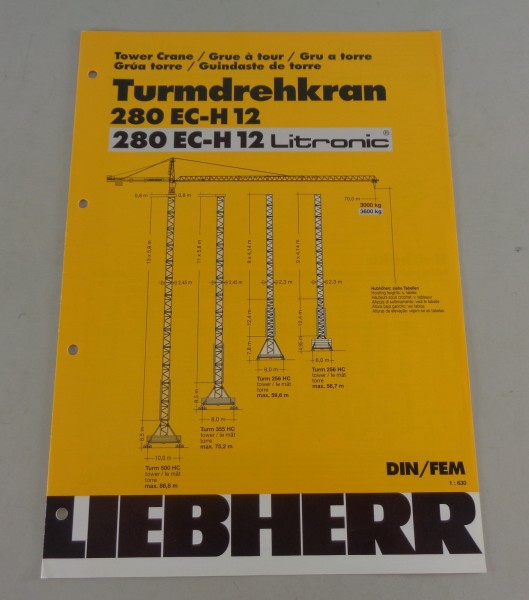 Datenblatt Liebherr Turmdrehkran 280 EC-H 12 / 280 EC-H 12 Litronic von 05/1999