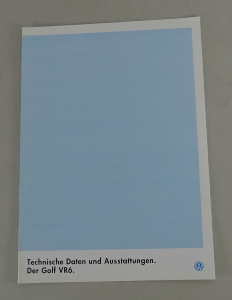 Prospekt VW Golf 3 / III VR6 Technische Daten und Ausstattungen von 08/1993