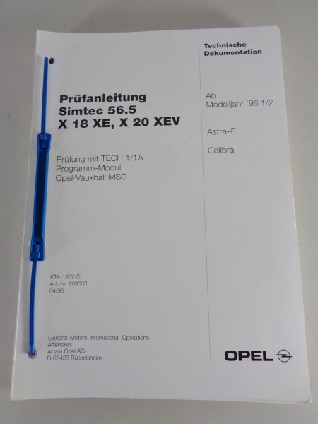 Werkstatthandbuch Prüfanleitung Opel Astra F, Calibra Simtec ab Modelljahr 1996