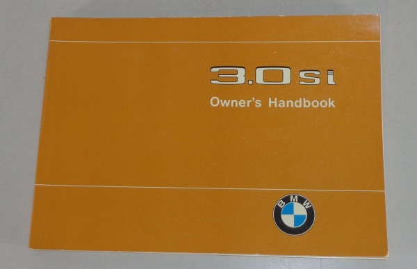 Owner's Manual / handbook BMW E3 3.0 Si from 09/1974