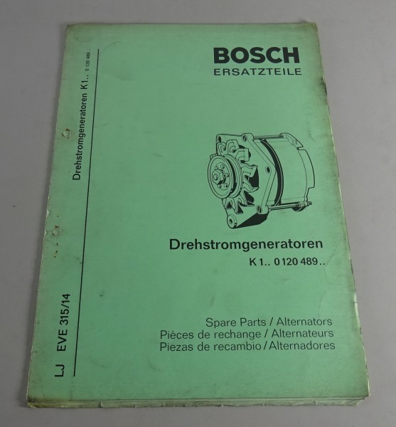 Teilekatalog Bosch Drehstromgeneratoren K 1.. - 0 120 489.. von 07/1971