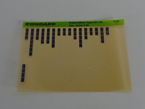 Microfich Ersatzteilliste / Teilekatalog Zündapp Roller R 50 Stand 06/1983