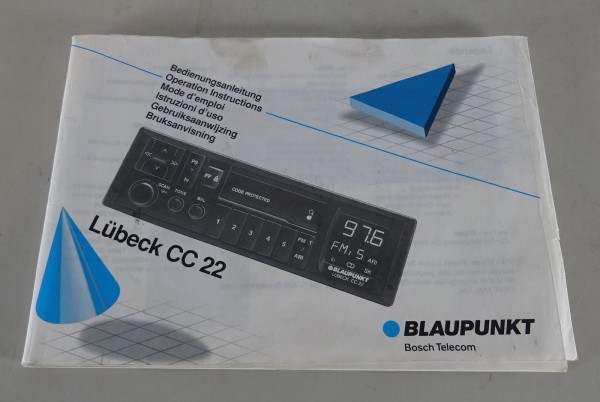 Betriebsanleitung Blaupunkt Autoradio Lübeck CC 22 Stand 06/1994