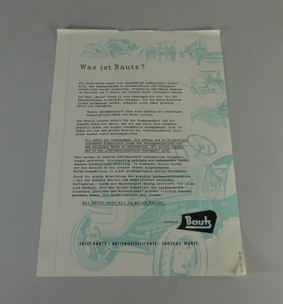 Informationsblatt / Prospektblatt Was ist ein Bautz? Stand 11/1957