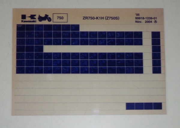 Microfich Ersatzteilkatalog Kawasaki Z 750 S ZR 750 K1H Model 2005 Stand 11/04