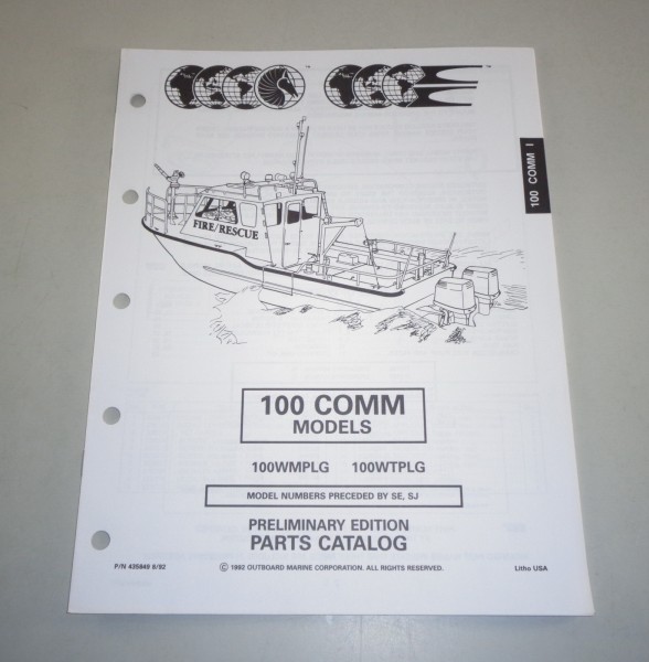 Teilekatalog OMC Evinrude Johnson Außenborder 100 COMM Models Stand 08/1992