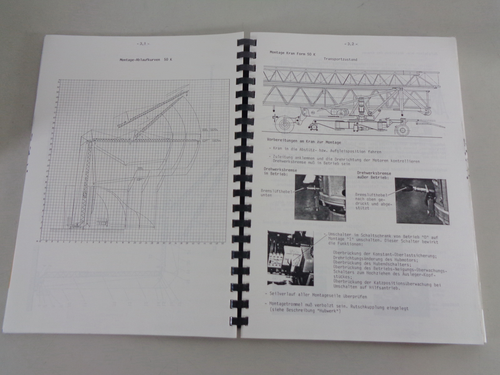 Datenblatt Technische Beschreibung Liebherr Turmdrehkran 800 HC von 06/1986 