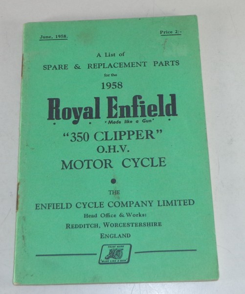 Teilekatalog Royal Enfield 350 Clipper OHV Stand 1958