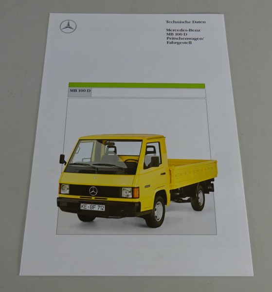 Prospekt / Technische Daten Mercedes-Benz MB 100 D Pritschenwagen Stand 11/1990