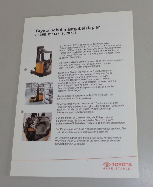 Prospekt Toyota Gabelstapler Schubmastgabelstapler 7 FBRE 12 14 16 20 25 v. 2001