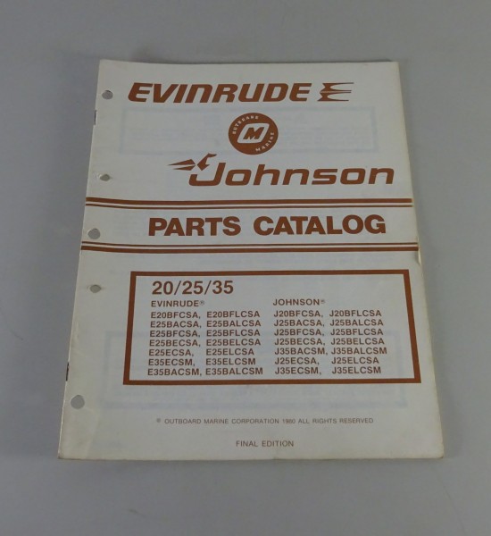 Teilekatalog OMC Evinrude Johnson Outboards 20 / 25 / 35 PS Models von 1980