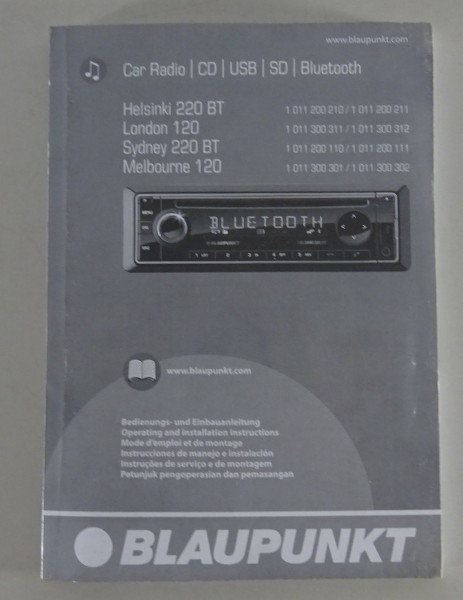 Betriebsanleitung Blaupunkt Autoradio Helsinki Sydney 220BT London Melbourne 120