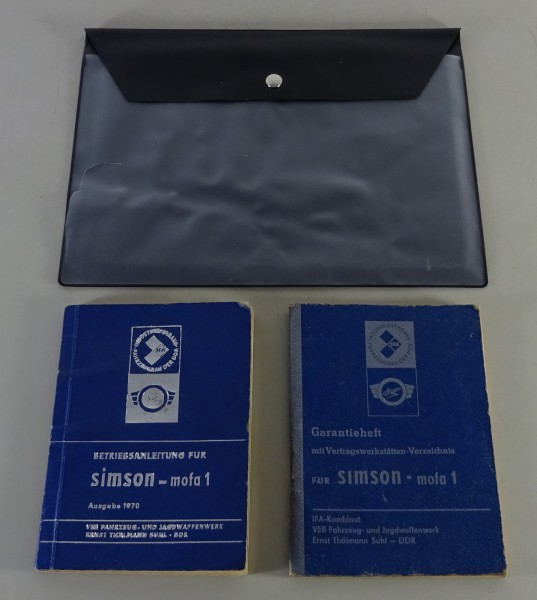 Bordmappe + Betriebsanleitung / Handbuch Simson Mofa 1 Stand 1970