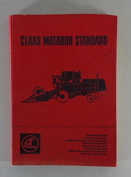 Teilekatalog/ Ersatzteilliste Claas Matadort Standart Ausgabe 02/1967