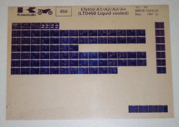 Microfich Ersatzteilkatalog Kawasaki LTD 450 EN 450 A1 Liquid cooled Stand 11/87