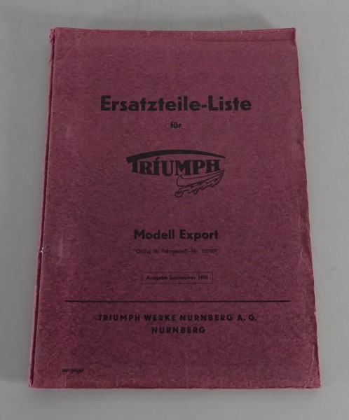 Teilekatalog / Ersatzteilliste Triumph Motorrad Fips Modell Export Stand 09/1956