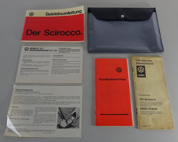 Bordmappe + Betriebsanleitung VW Scirocco I Typ 53 inkl. GTI / GLI von 08/1974