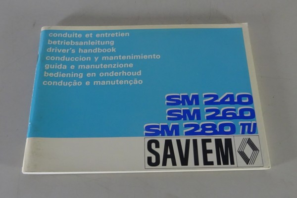 Betriebsanleitung / Handbuch Renault LKW SM 240 / 260, SM 280 TU Stand 09/1976